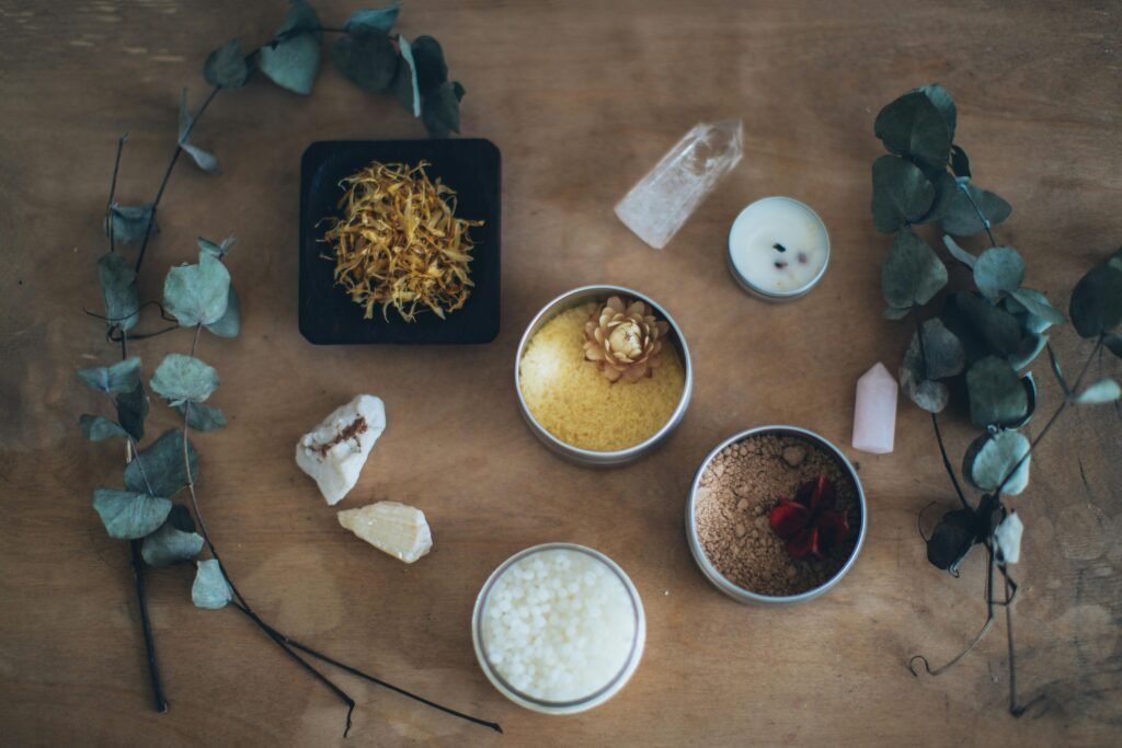 Recipientes com sais.