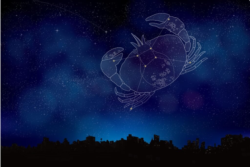 Ilustração da constelação de câncer no céu.